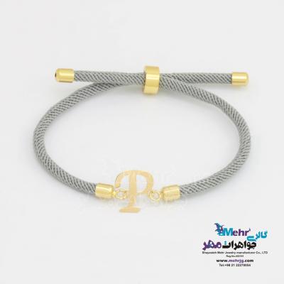 دستبند طلا بافت - طرح حروف لاتین P