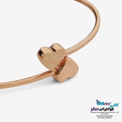 نمای دوم دستبند النگویی طلا - طرح قلب