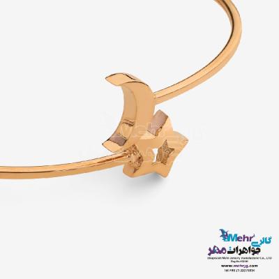 نمای دوم دستبند النگویی طلا - طرح ماه و ستاره
