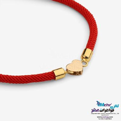نمای دوم دستبند طلا و بافت - طرح قلب