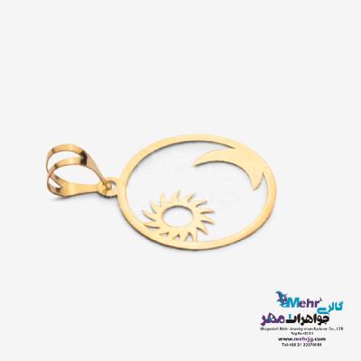 نمای دوم آویز طلا - طرح ماه و خورشید