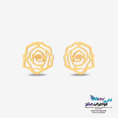گوشواره طلا - طرح گل رز