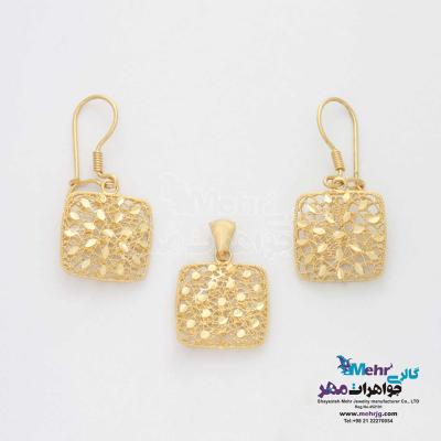 نیم ست طلا - طرح مربع