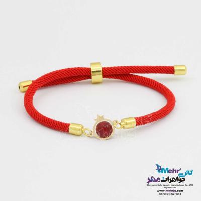دستبند طلا و بافت - طرح انار