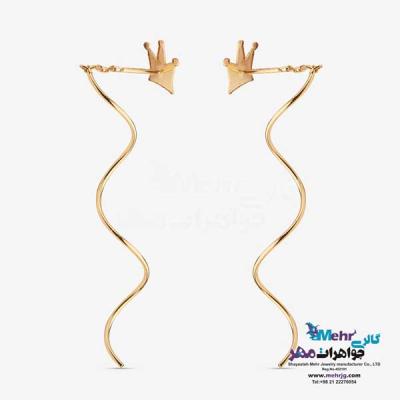 نمای دوم گوشواره طلا - طرح تاج