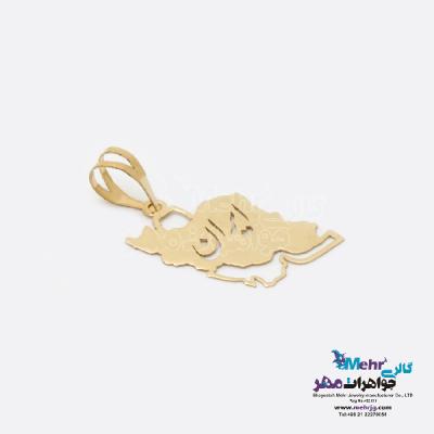نمای دوم آویز طلا - طرح نقشه ی ایران