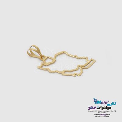 نمای دوم آویز طلا - طرح نقشه ی ایران