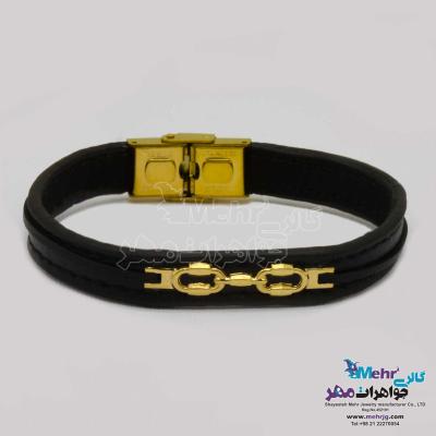 دستبند طلا و چرم - طرح تیفانی