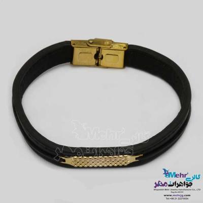 نمای دوم دستبند طلا و چرم - طرح رولکس