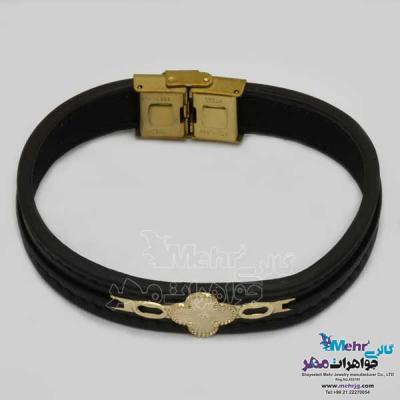 نمای دوم دستبند طلا و چرم - طرح ونکلیف