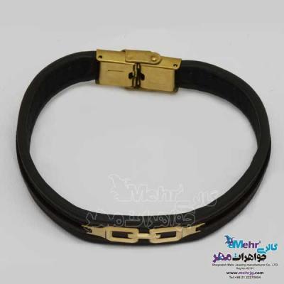 نمای دوم دستبند طلا و چرم - طرح تیفانی