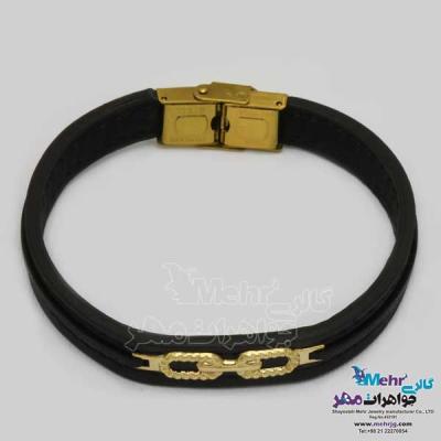نمای دوم دستبند طلا و چرم - طرح تیفانی
