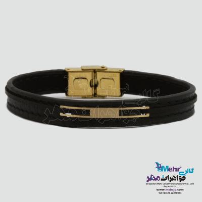 دستبند طلا چرم - طرح هندسی