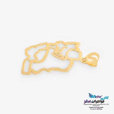 نمای دوم آویز طلا - طرح نقشه ی ایران