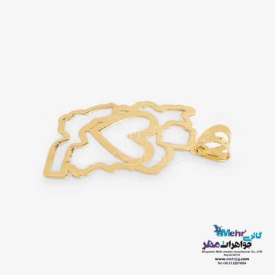 نمای دوم آویز طلا - طرح نقشه ی ایران