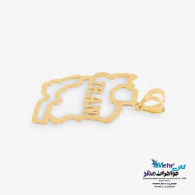 نمای دوم آویز طلا - طرح نقشه ی ایران