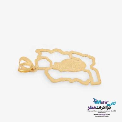 نمای دوم آویز طلا - طرح نقشه ی ایران