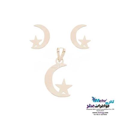 نمای دوم نیم ست طلا دست اول کم اجرت - طرح ماه و ستاره