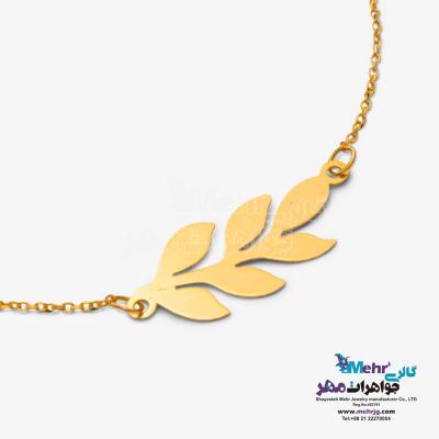 دستبند طلا دست اول کم اجرت - طرح برگ