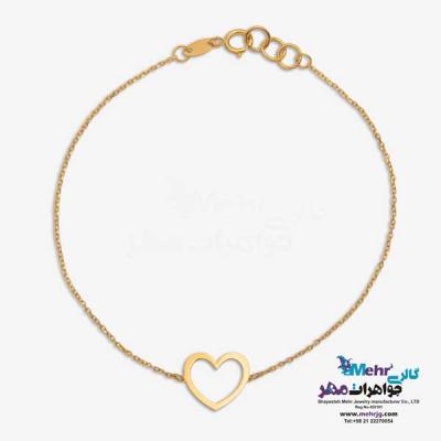 نمای دوم دستبند طلا دست اول کم اجرت - طرح قلب