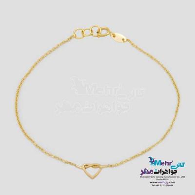 نمای دوم دستبند طلا دست اول کم اجرت - طرح قلب گره