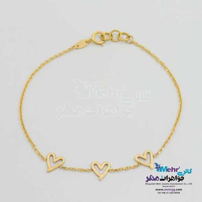 نمای دوم دستبند طلا دست اول کم اجرت - طرح قلب
