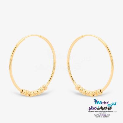 نمای دوم گوشواره حلقه ای طلا - طرح گوی تراش