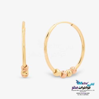 گوشواره حلقه ای طلا - طرح گوی تراش