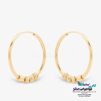 نمای دوم گوشواره حلقه ای طلا - طرح گوی تراش