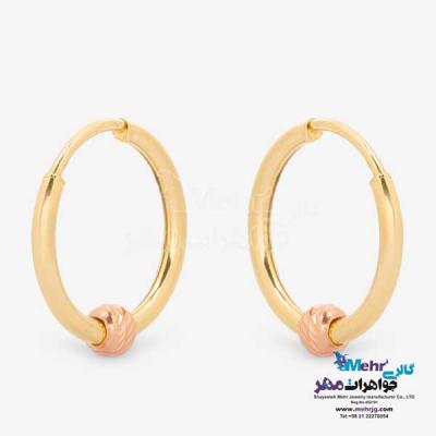 نمای دوم گوشواره حلقه ای طلا - طرح گوی تراش