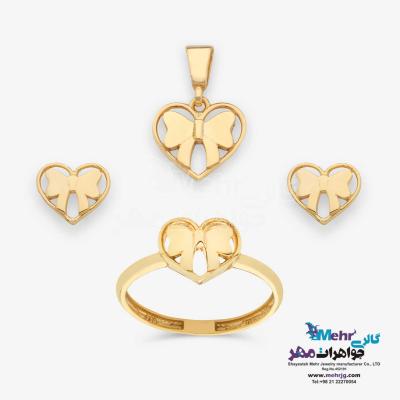نیم ست طلا - طرح پاپیون
