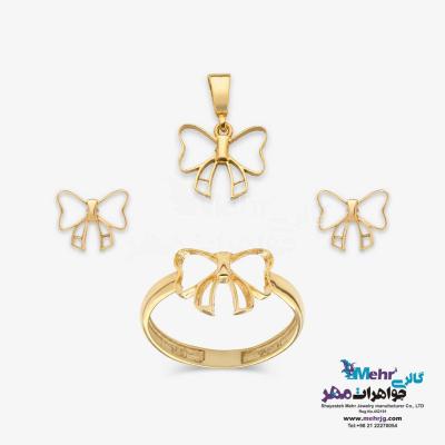 نیم ست طلا - طرح پاپیون