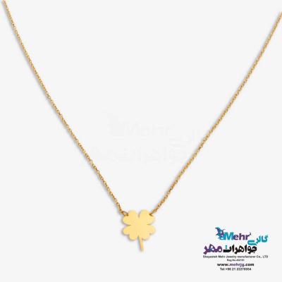 گردنبند طلا دست اول کم اجرت  - طرح شبدر چهار پر