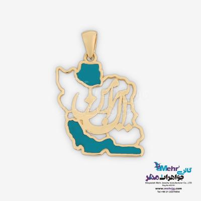 آویز طلا - طرح نقشه ی ایران