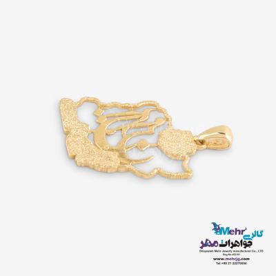 نمای دوم آویز طلا - طرح نقشه ی ایران