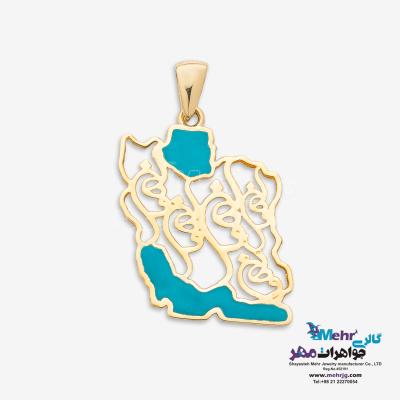 آویز طلا - طرح نقشه ی ایران