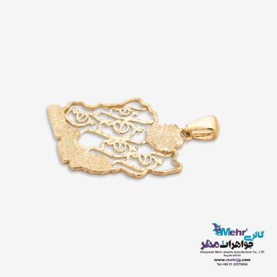 نمای دوم آویز طلا - طرح نقشه ی ایران