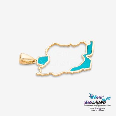 نمای دوم آویز طلا - طرح نقشه ی ایران