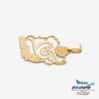 نمای دوم آویز طلا - طرح نقشه ی ایران