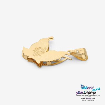 نمای دوم آویز طلا - طرح پروانه