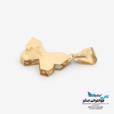نمای دوم آویز طلا - طرح پروانه