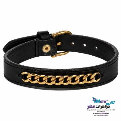 دستبند طلا و چرم - طرح کارتیه