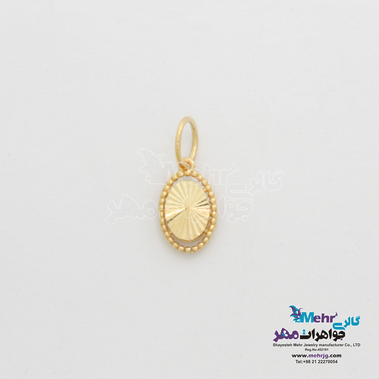 آویز طلا - طرح بیضی تراش