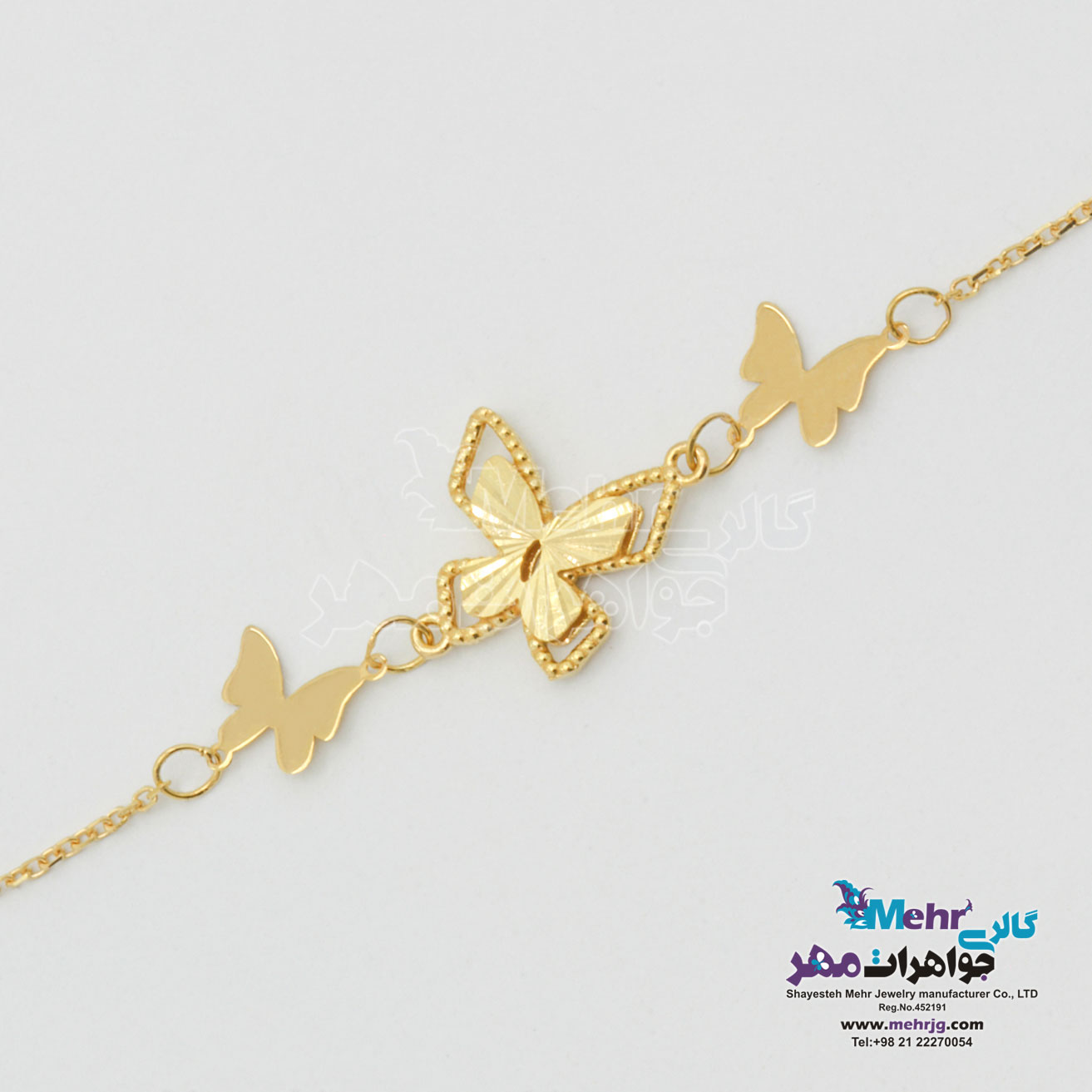 دستبند طلا - طرح پروانه