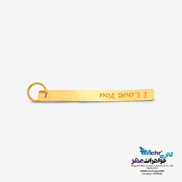 آویز طلا - طرح مستطیل و عشق