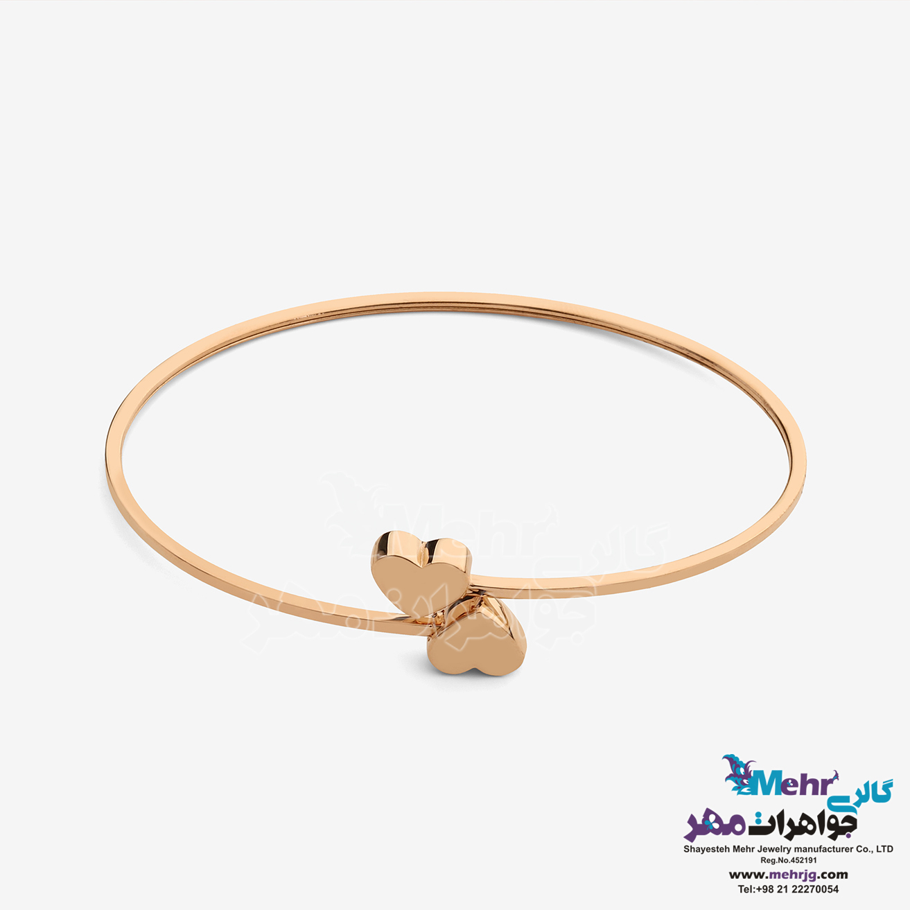 دستبند النگویی طلا - طرح قلب