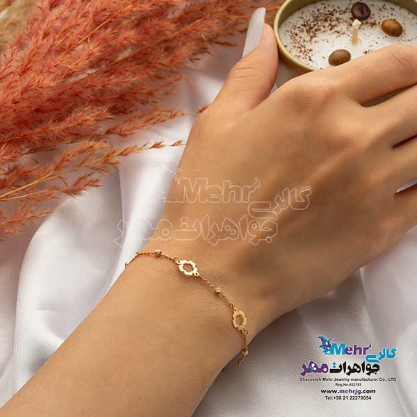 دستبند طلا - طرح گل