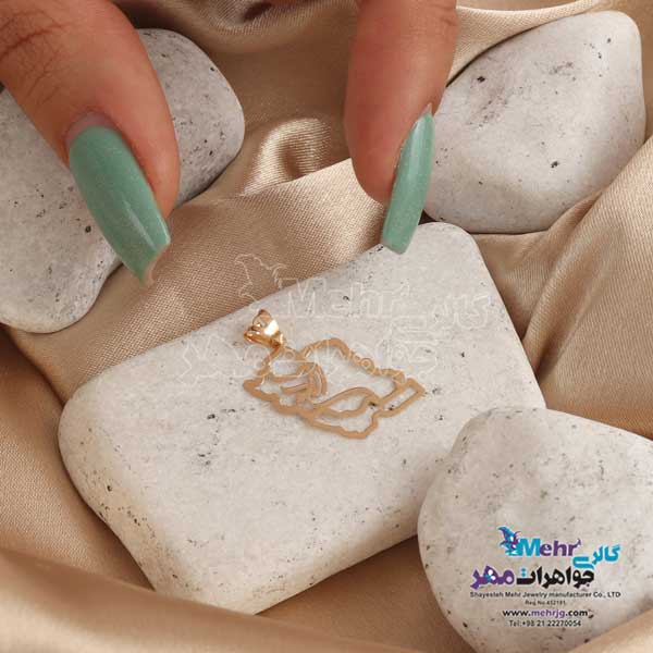 آویز طلا - طرح نقشه ی ایران
