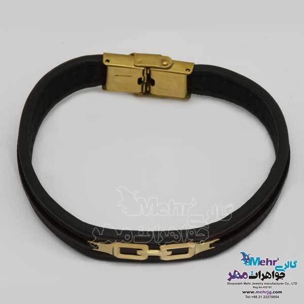 دستبند طلا و چرم - طرح تیفانی