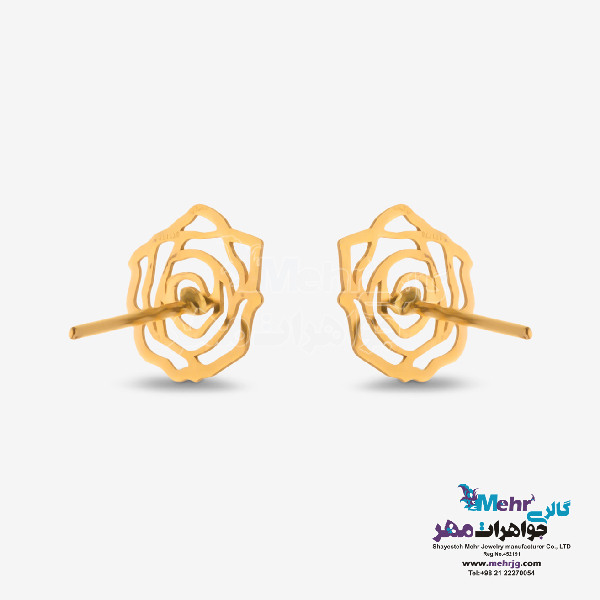 گوشواره طلا - طرح گل رز